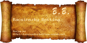 Bacsinszky Bettina névjegykártya